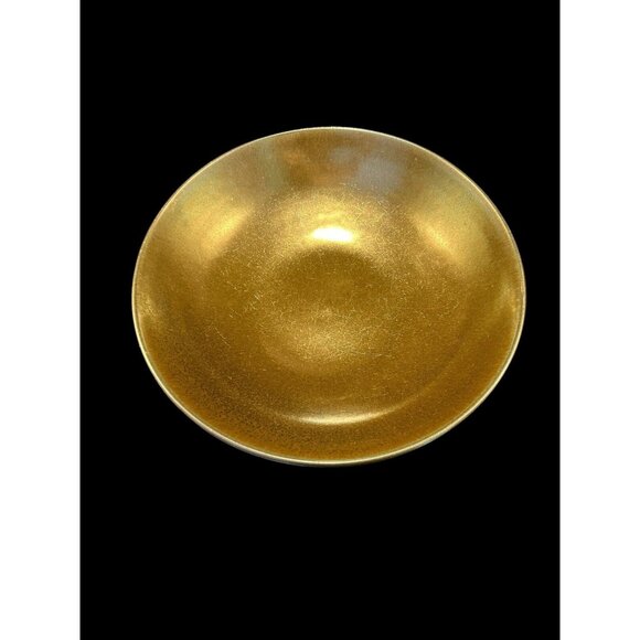 Vintage Studio Art Pottery Bowl Iridescent Burnt Brown Glaze 11" Shallow Signed - Picture 1 of 11